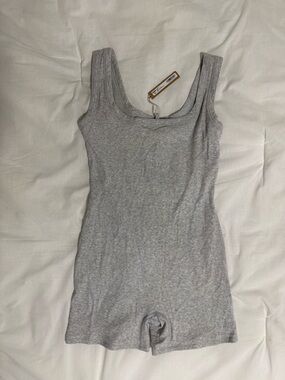 SKIMS Cotton Rib Onsie in Light Heather Grey (L) NWT